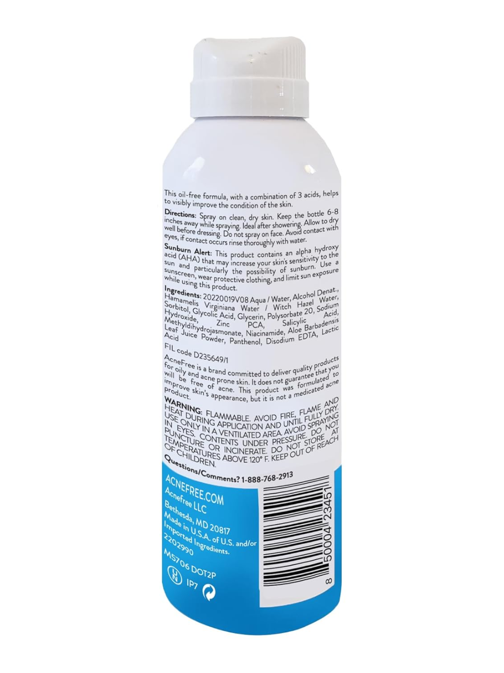 Acne Free Salicylic Acid Body Spray 142g