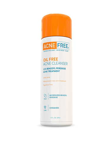 Acne Free Oil Free Acne Cleanser 2.5% Benzoyl Peroxide Acne Treatment 237ml